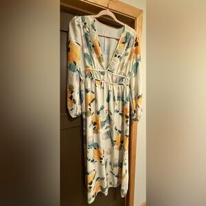 Bohemian Watercolor Floral Print Maxi Dress